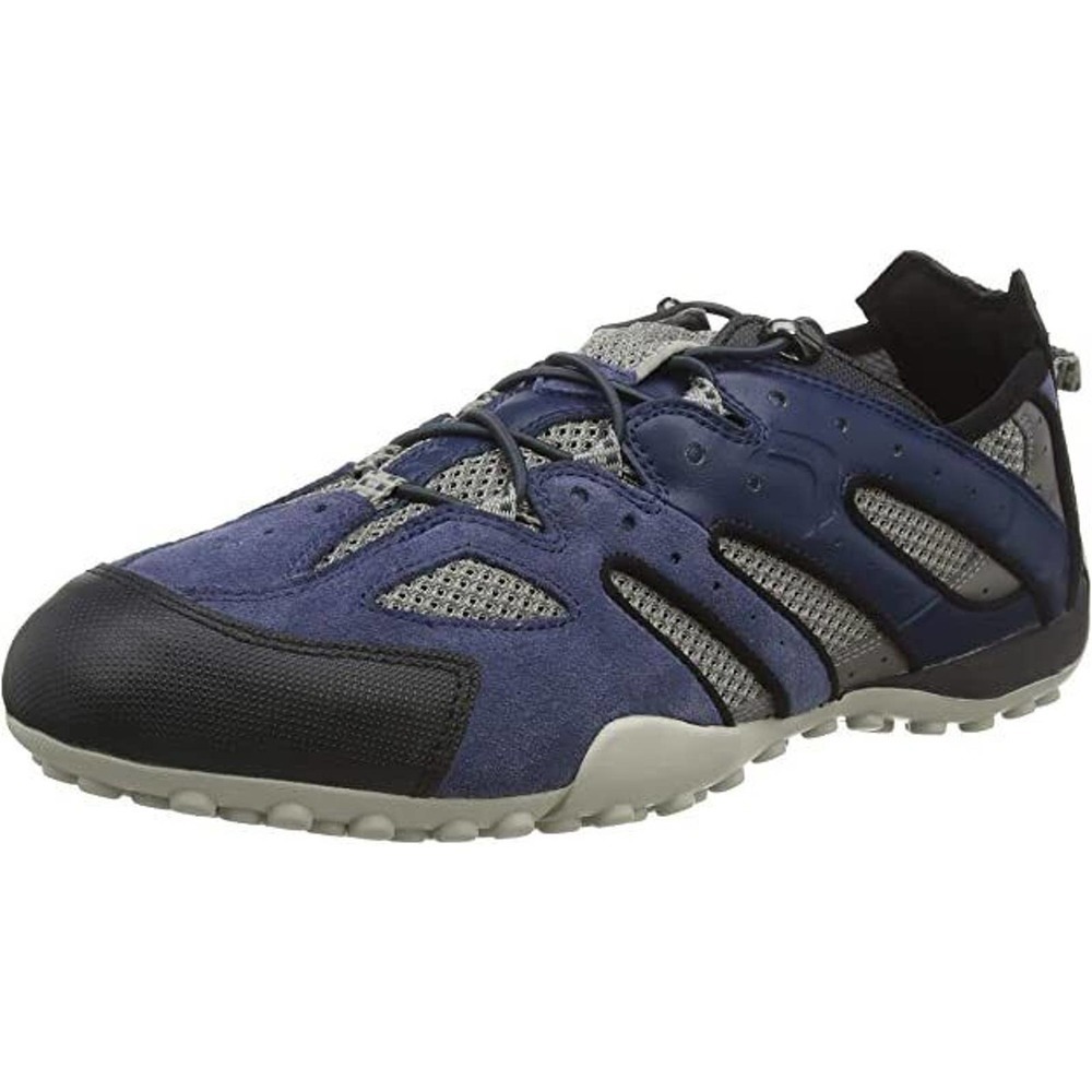 Geox Men's Respira Low-Top‎ Sneakers Bungee Laces - Blue Grey C0024 - Size 14